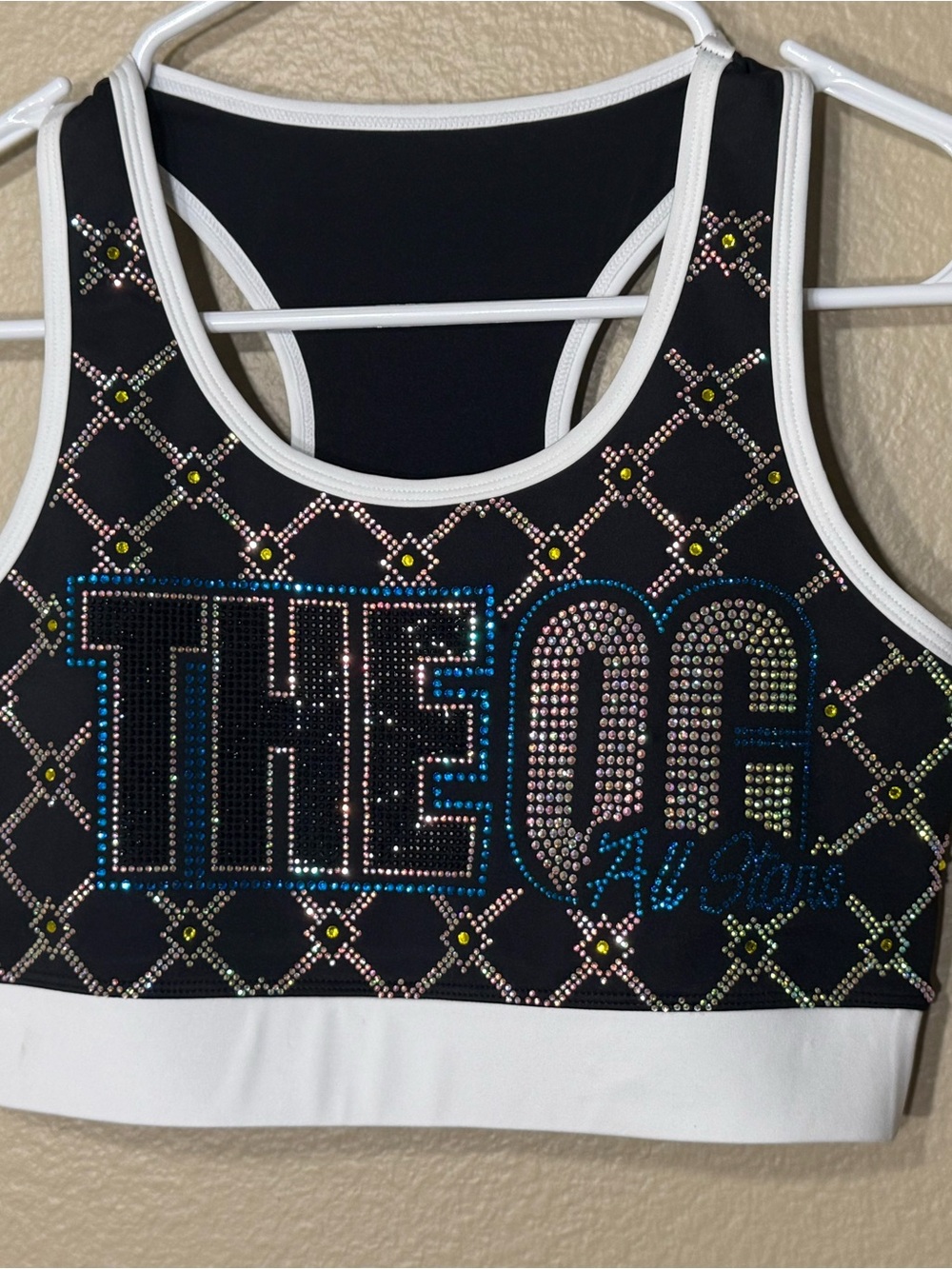 Embellished Black & White Athletic Crop Top cheer The OC All Stars